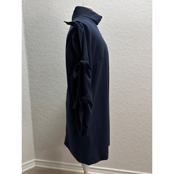 Alex Marie Nina Mystic Navy Blue High Neck Bow Sleeve Dress Size 12 - Picture 3 of 10